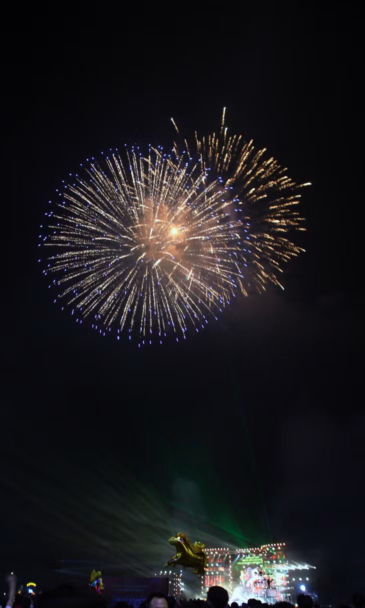 Fireworks illuminated the sky over Ha Long, marking the arrival of the New Year.