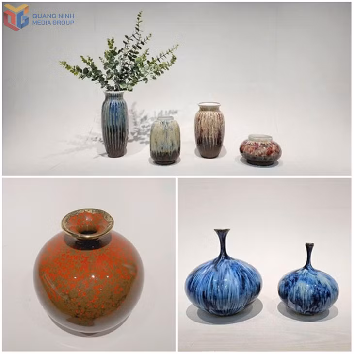 The 5-star OCOP products, the Fortune Vase and the Four Seasons Flowing-Glaze Vase Set (Spring - Summer - Autumn - Winter) by Quang Vinh Ceramic Co., Ltd.