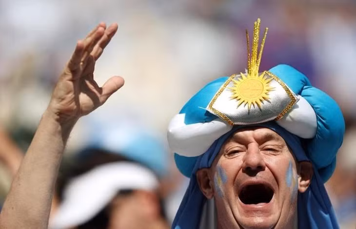 An Argentina fan is pictured inside the stadium before their match against Saudi Arabia. (Photo: Reuters)