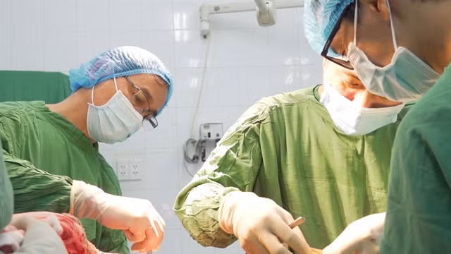 Doctors at Chợ Rẫy Hospital in HCM City perform a skin graft from a brain-dead donor. — Photo courtesy of the hospital