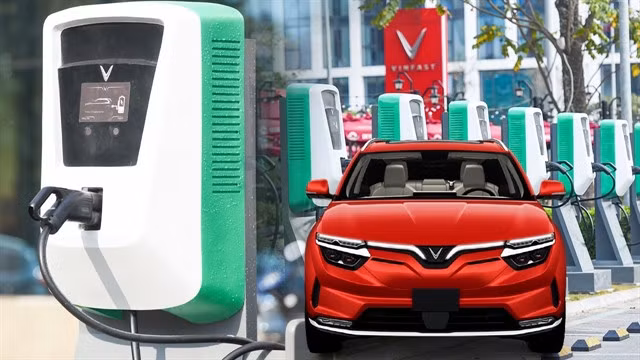 A charging station of VinFast in Hà Nội. - Photo courtesy of cartimes.vn