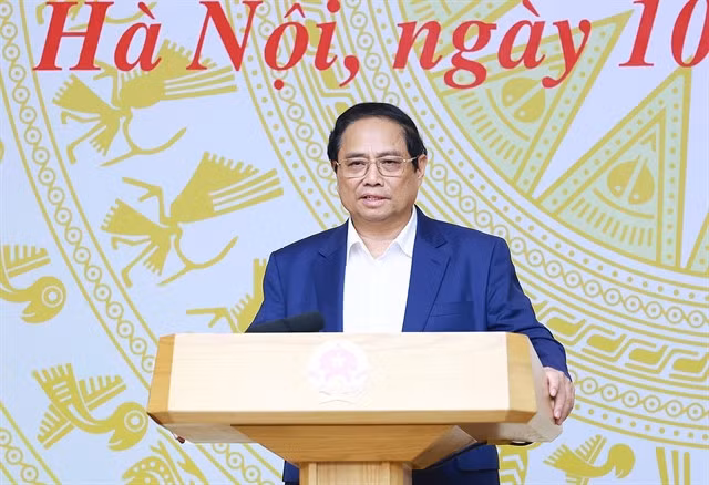 Prime Minister Phạm Minh Chính chairs the 9th meeting of the National Committee on Digital Transformation. — VNA/VNS Photo Dương Giang