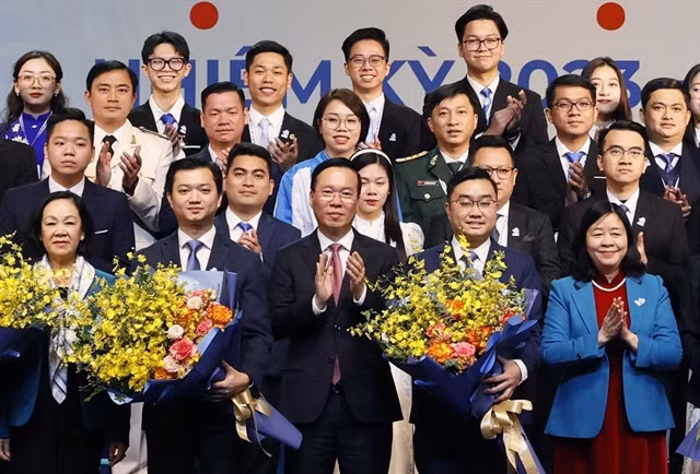 President Võ Văn Thưởng (centre) at the 11th National Congress of the Việt Nam National Union of Students in the 2023-28 tenure, held on Tuesday in Hà Nội. — VNA/VNS Photo Thống Nhất