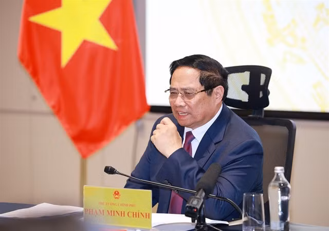Prime Minister Phạm Minh Chính chaired the 23rd meeting of the National Steering Committee for Combating IUU Fishing in HCM City on November 25. — VNA/VNS Photo
