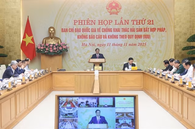 Prime Minister Phạm Minh Chính chaired the 21st meeting of the National Steering Committee for IUU fishing combat on November 11. — VNA/VNS Photo