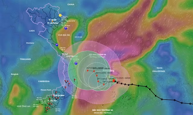 The projected path of the Storm No 15.