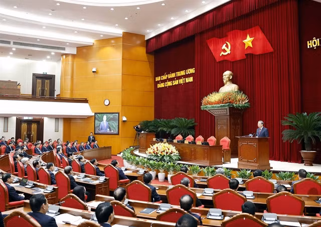 General Secretary Tô Lâm delivers closing remarks at the 14th plenum of the 13th Party Central Committee on Thursday. — VNA/VNS Photo