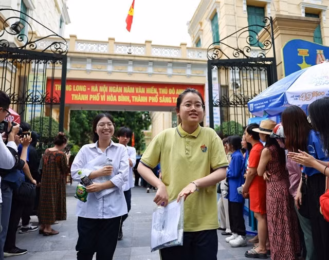 Candidates in Hà Nội beamed with joy after completing the Mathematics exam. VNA/VNS Photo Thanh Tùng