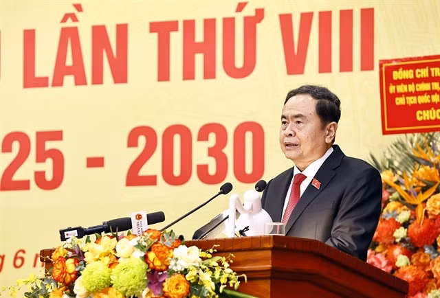 National Assembly Chairman Trần Thanh Mẫn speaks at the SAV's Party Congress on Saturday. — VNA/VNS Photo
