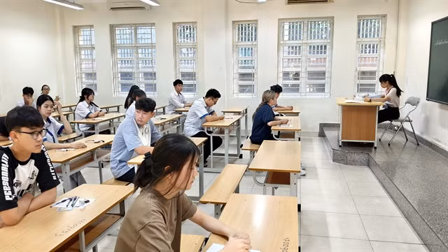 Students at an examination site in Quảng Ninh province before the Mathematics exam on Thursday. VNA/VNS Photo Thanh Vân