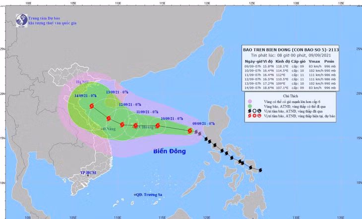 The projected path of Conson (Photo: NCHMF)