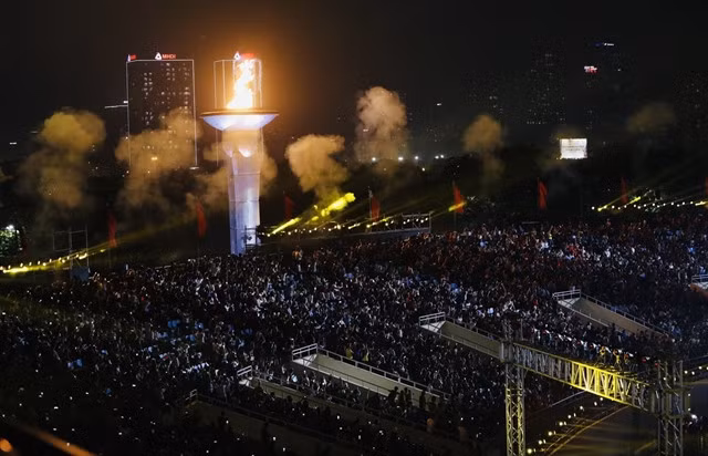 SEA Games 31 cauldron is lit up.
