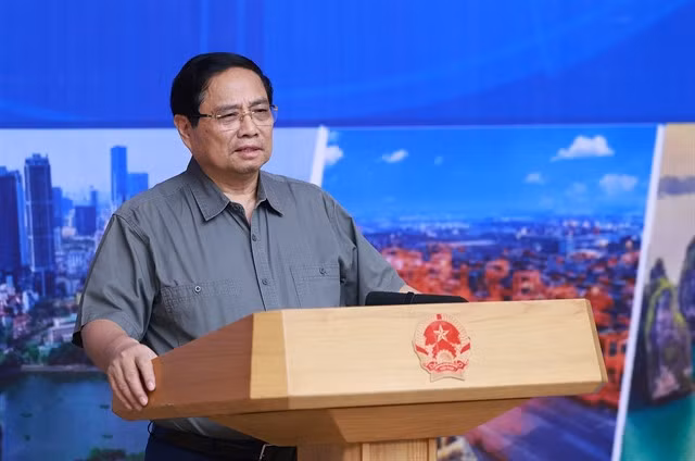 Prime Minister Phạm Minh Chính chairs the sixth meeting of the Red River Delta Coordinating Council. — VNA/VNS Photo Dương Giang