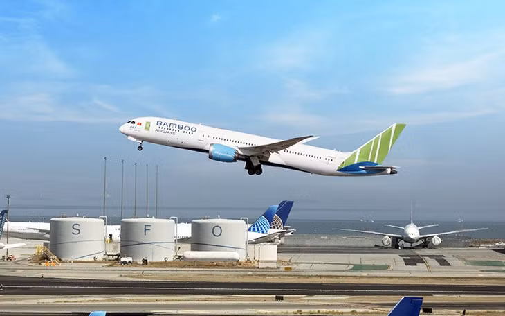 Bamboo Airways plane at San Francisco International Airport (the US).