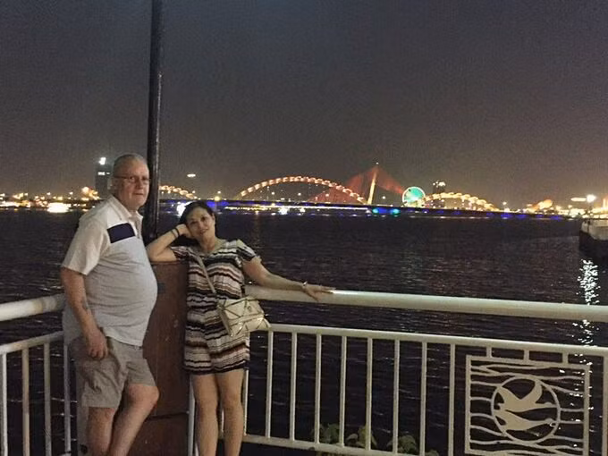 Jan Hansen (L) and his wife pose for a photo in Da Nang City during their trip in 2018. Photo courtesy of Jan Hansen
