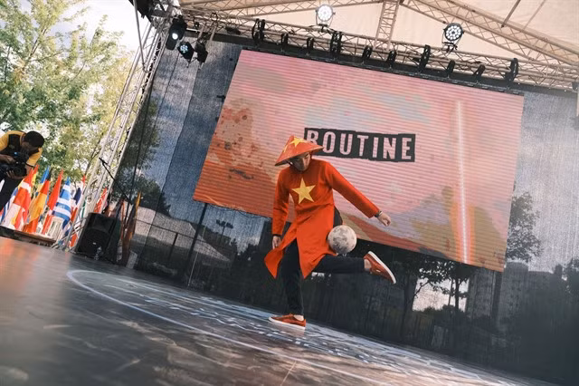 Vũ Ngọc Nam performs in the Super Ball 2023 in the Czech Republic.
