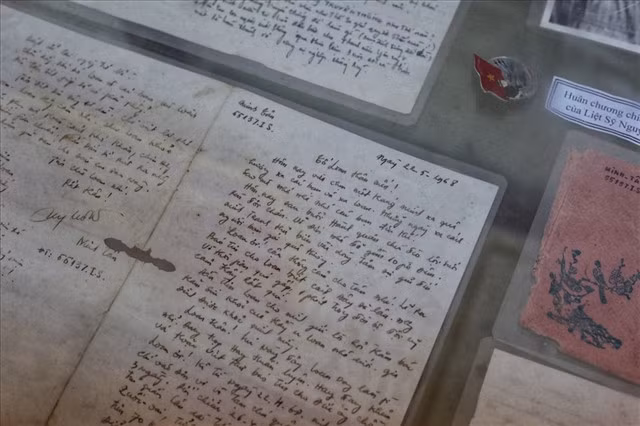 Hand-written letters soldiers sent their loved ones during the American War as seen at the museum. — Photo vnexpress.net