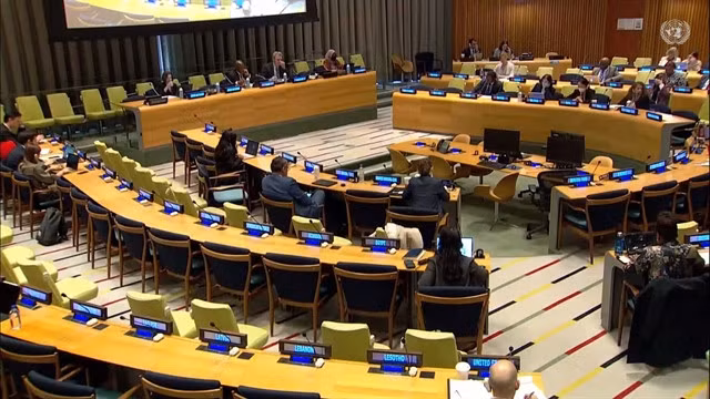Assistant to the Minister of Foreign Affairs Nguyễn Minh Vũ addresses the working session of the 77th United Nations General Assembly’s Sixth Committee (Legal) in New York on October 26. — Photo courtesy of the Ministry of Foreign Affairs