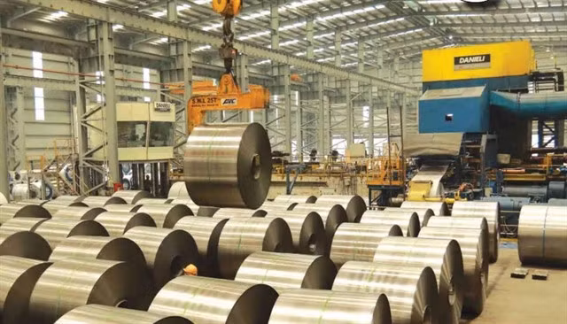 Steel roll production lines at Hòa Phát Steel Sheet Co., Ltd, located in the Phố Núi A Industrial Park in the northern province of Hưng Yên. Steel is one of key export products from Việt Nam to Thailand, Laos and Cambodia.