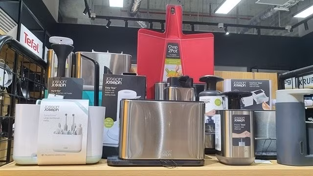 British-brand Joseph Joseph housewares on a shelf of the Wundertute store in Aeon Mall Ha Dong.