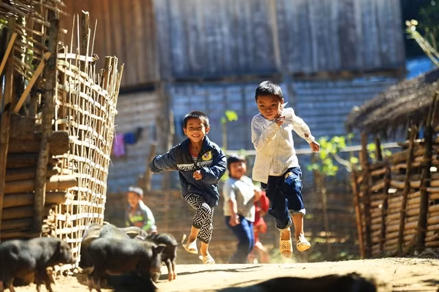 Children in a remote mountainous province.