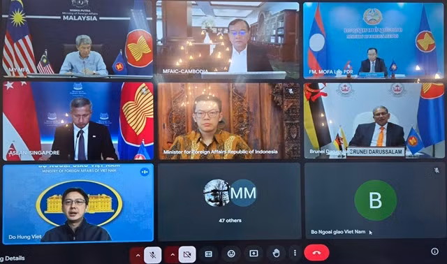 Deputy Minister Đỗ Hùng Việt, head of the ASEAN Senior Officials’ Meeting (SOM) delegation of Việt Nam, attended a special emergency meeting of ASEAN Foreign Ministers on the aftermath of the earthquakes in Myanmar and Thailand on March 30. — VNA/VNS Photo