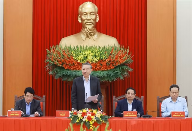 General Secretary Tô Lâm speaks at the meeting on Saturday. — VNA/VNS Photo