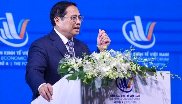 PM Pham Minh Chinh speaks at the high-level session of the 4th Vietnam Economic Forum