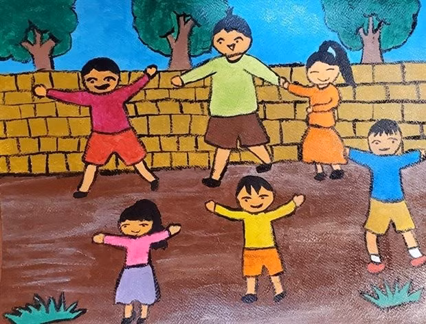 The Children's Day, a colour painting by Nguyen Thi Thanh Van, from the Hope Village in Da Nang (Photo: VNA)