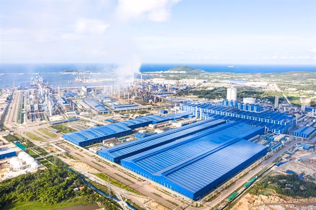 Hòa Phát Group (HPG)'s steel factory is located in central Quảng Ngãi Province's Dung Quất Economic Zone. HPG lost 3.5 per cent.