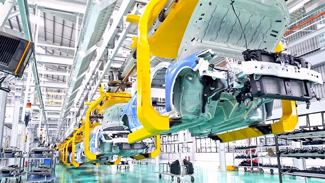 An assembly line in Truong Hai Auto Corporation (THACO) in Quảng Nam Province. — Photo courtesy of Thaco