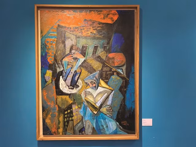 Tự Sự(telling their own story), an oil painting by Tuấn Việt — VNS Photo Hồng Linh