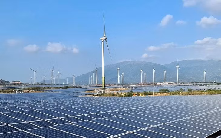 Wind and solar power plant in Thuan Bac District, Ninh Thuan Province.
