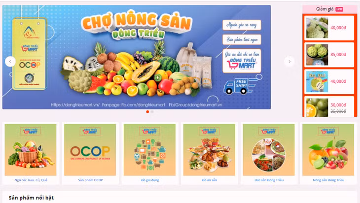 The website of Dong Trieu Mart