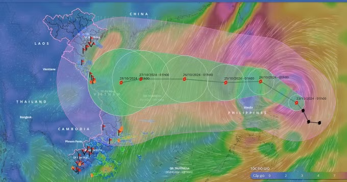 The trajectory of Storm Trami. Graphics by Vietnam Disasters Monitoring System