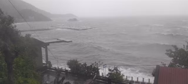 The Chàm Islands off the coast of Hội An have been hit with big waves as Typhoon Trami approached in. No reports on damage of property or loss of people was announced. Photo courtesy of Trần Quý Tây