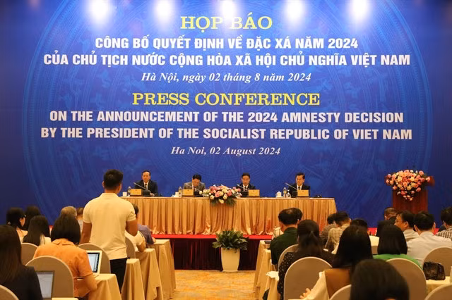 Delegates at the press conference announcing the President’s decision on amnesty in 2024. Photo baochinhphu.vn