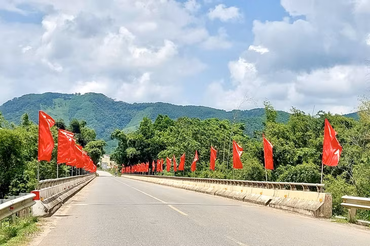 Flags brighten up Binh Lieu road