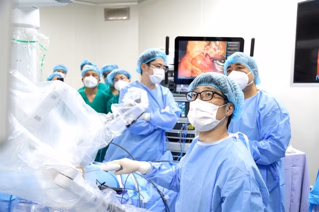 A robot-assisted laparoscopic surgery being performed at K Hospital. — Photo courtesy of K Hospital