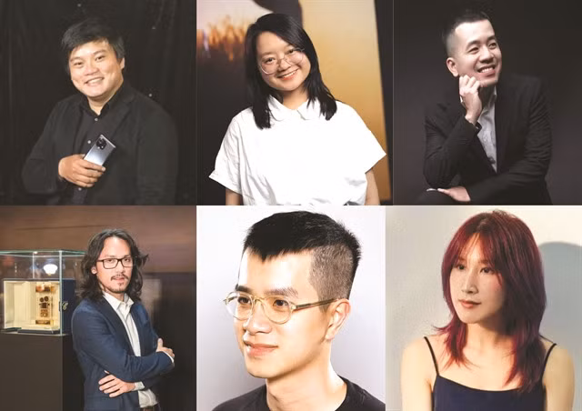 Some Vietnamese filmmakers who have gained recognition at recent international film festivals include (clockwise from left) Trần Thanh Huy, Hà Lệ Diễm, Trịnh Đình Lê Minh, Dương Diệu Linh, Phạm Ngọc Lân, and Phạm Thiên Ân. Photo courtesy of the filmmakers