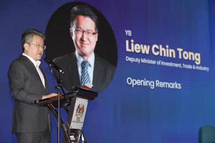 Liew Chin Tong, Deputy Minister of Invesment, Trade and Industry (MITI), delivers an opening remark in the ASEAN Economic Opinion Leaders Conference themed “Outlook for 2025” in Kuala Lumpur on Wednesday. — Photo courtesy of the Star Media Group