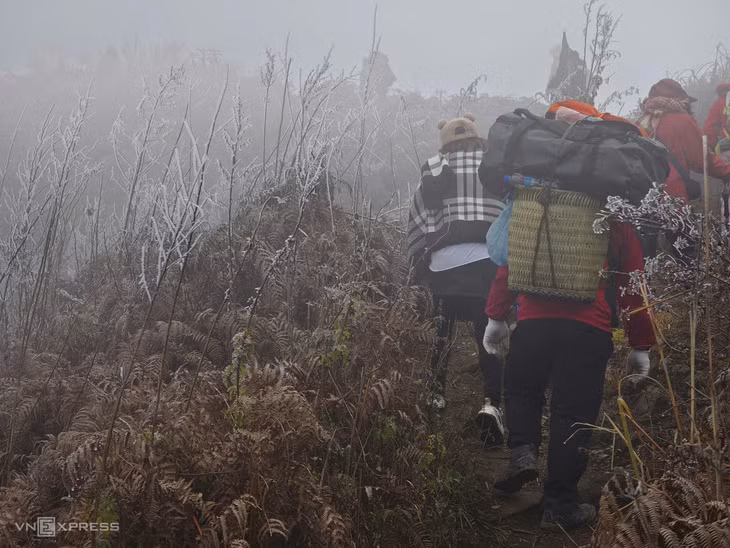 Frost blankets high mountain peaks in northern Vietnam