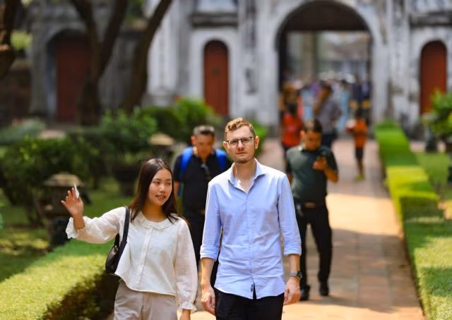 Tourists visit the Temple of Literature in Hà Nội. Attracting increasing numbers of international and domestic tourists is considered an important measure to drive economic growth this year. — VNA/VNS Photo Thanh Tùng