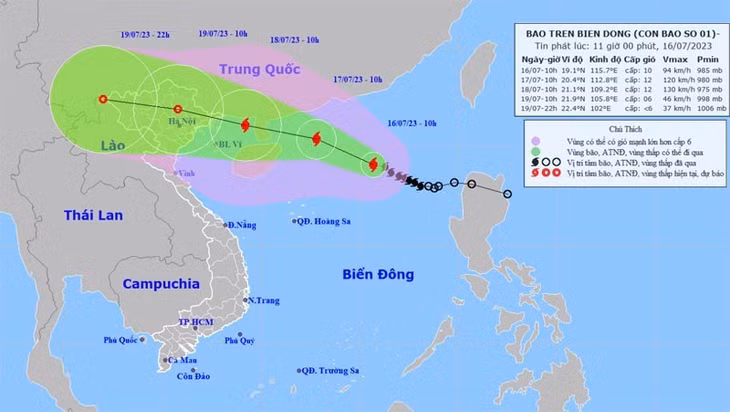 The projected path of Talim storm (Photo: nchmf.gov.vn)