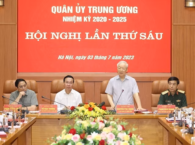 Party chief Trọng chairs the meeting on Monday in Hà Nội. VNA/VNS Photo Trí Dũng