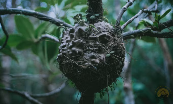 The ant plant is a precious herb, formed when ants come to live symbiotically on a tree. Photo by Nguyen Anh Tien