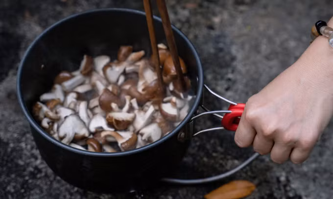 Shiitake mushrooms found inside Phu Quoc National Park are cooked to serve the visitors. Photo by Nguyen Anh Tien