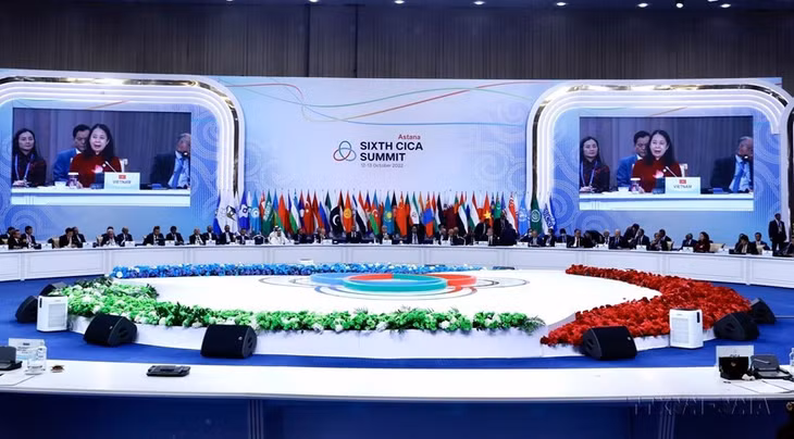 Vice President Vo Thi Anh Xuan speaks at the 6th Summit of the Conference on Interaction and Confidence Building Measures in Asia (CICA6), in Kazakhstan, October 12-14, 2022. (Photo: VNA)