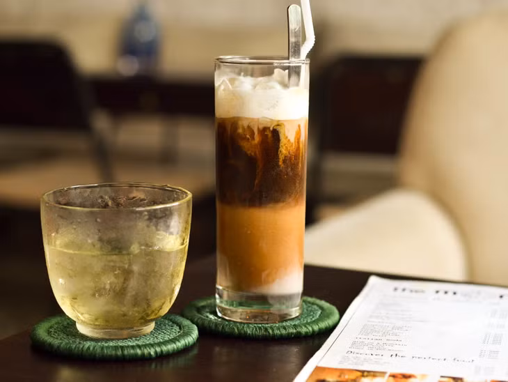 A cup of iced coffee with condensed milk. Photo by Barbara Adam