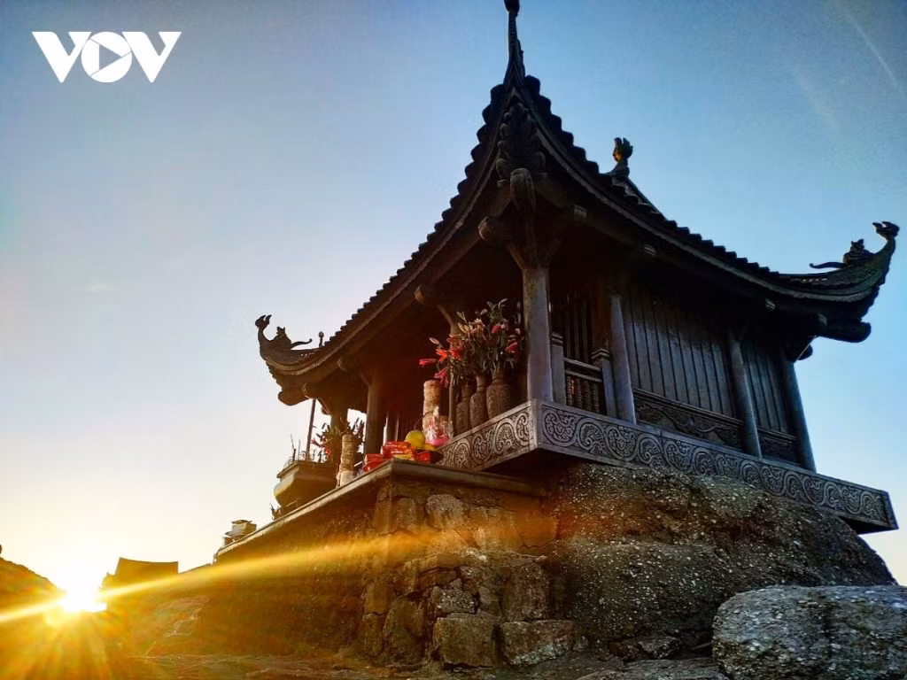 A view of Dong pagoda at dawn. Cast with pure copper, it is the largest of its kind in Southeast Asia.